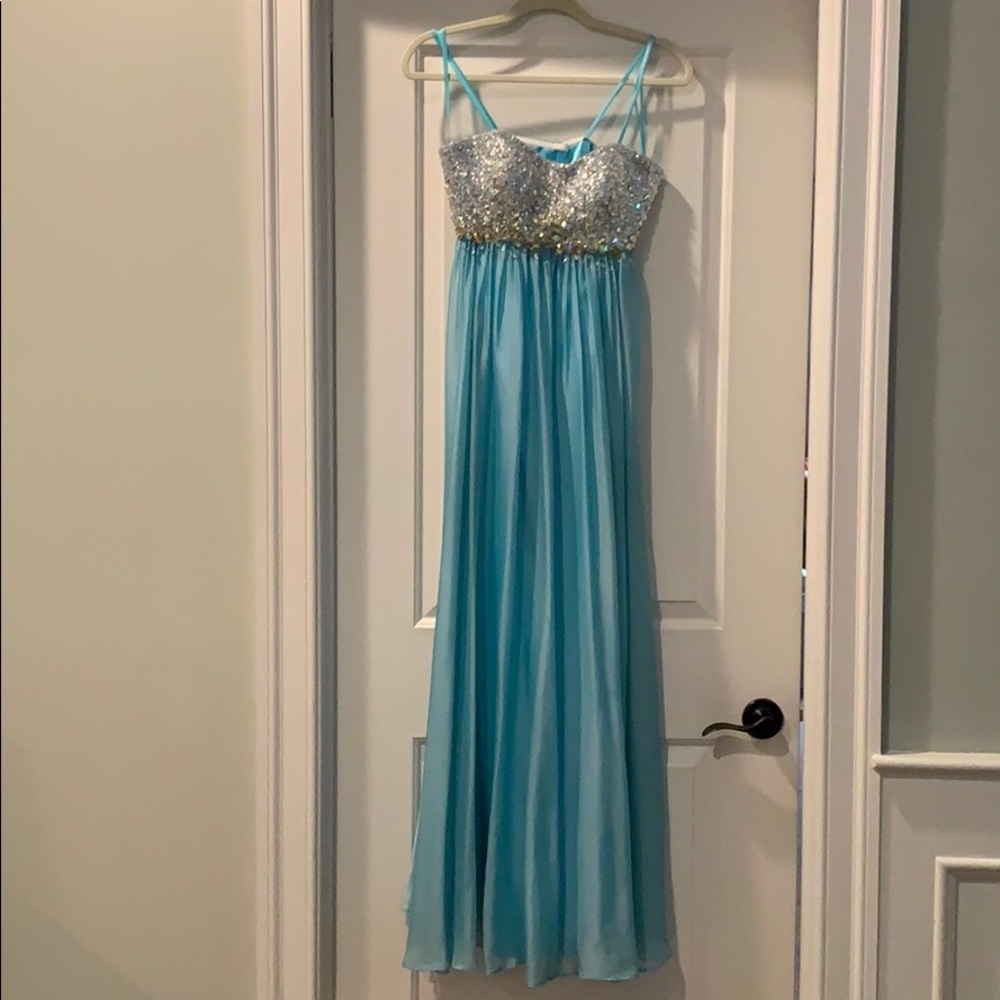 Prom Girl Long Aqua Blue Dress